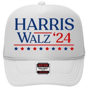 President Harris Walz 2024 Kamala Harris Tim Walz Vote High Crown Mesh Back Trucker Hat