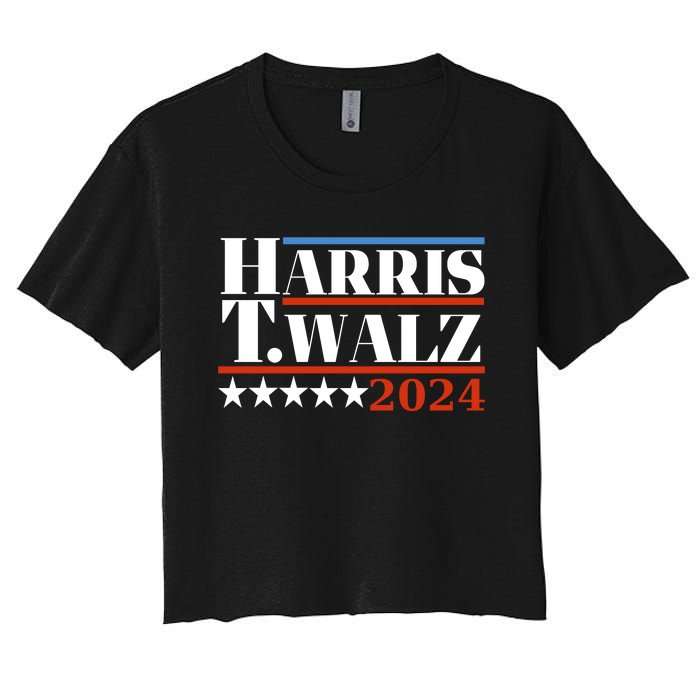 President Harris Walz 2024 Kamala Harris Tim Walz Vote Women's Crop Top Tee