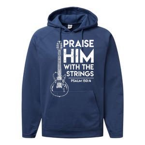 Praise Him With The Strings Guitar Christian Guitarist Guitar Player Performance Fleece Hoodie