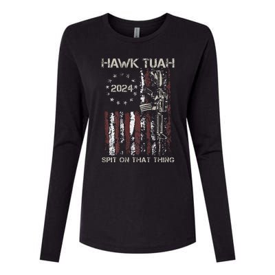 Patriotic Hawk With American Flag Design Womens Cotton Relaxed Long Sleeve T-Shirt