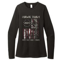 Patriotic Hawk With American Flag Design Womens CVC Long Sleeve Shirt