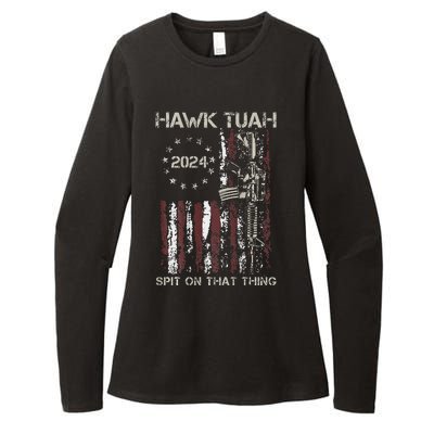 Patriotic Hawk With American Flag Design Womens CVC Long Sleeve Shirt