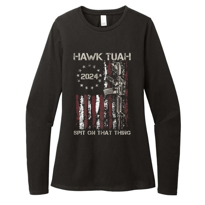 Patriotic Hawk With American Flag Design Womens CVC Long Sleeve Shirt