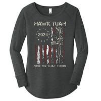 Patriotic Hawk With American Flag Design Women's Perfect Tri Tunic Long Sleeve Shirt