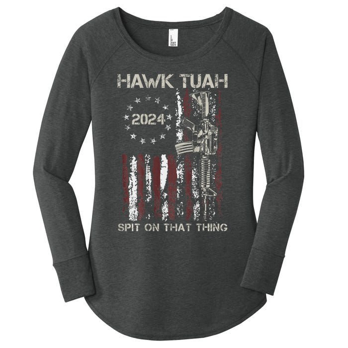 Patriotic Hawk With American Flag Design Women's Perfect Tri Tunic Long Sleeve Shirt