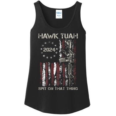 Patriotic Hawk With American Flag Design Ladies Essential Tank