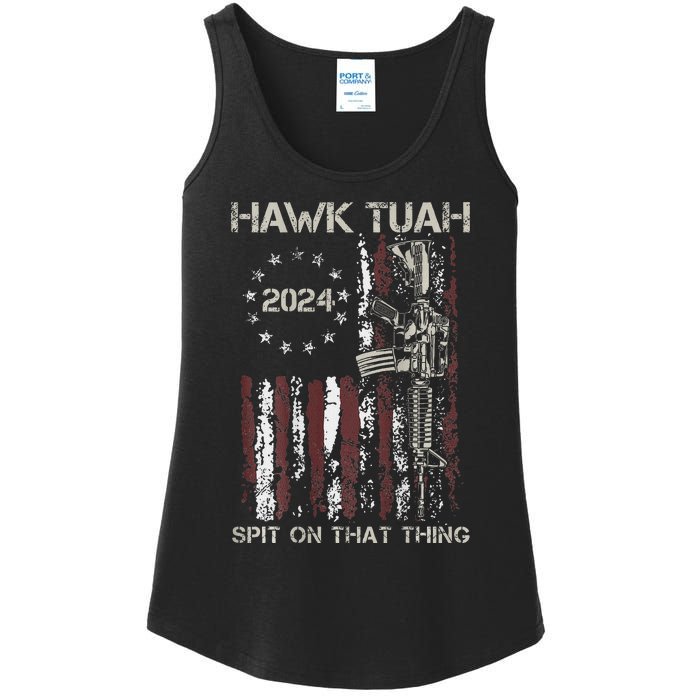 Patriotic Hawk With American Flag Design Ladies Essential Tank