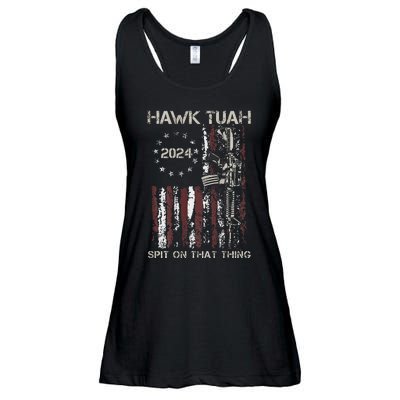 Patriotic Hawk With American Flag Design Ladies Essential Flowy Tank