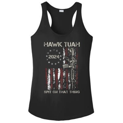 Patriotic Hawk With American Flag Design Ladies PosiCharge Competitor Racerback Tank