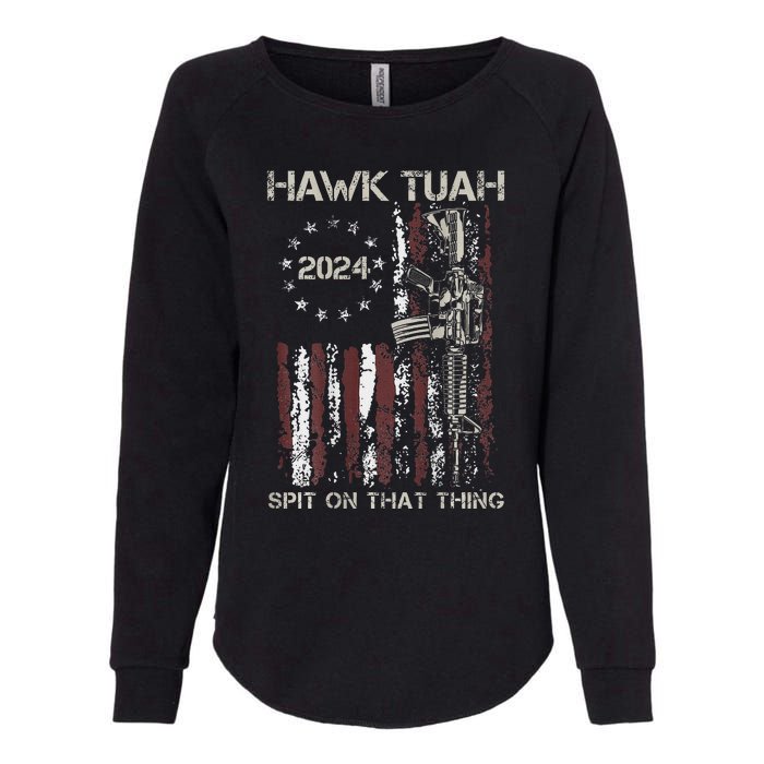 Patriotic Hawk With American Flag Design Womens California Wash Sweatshirt