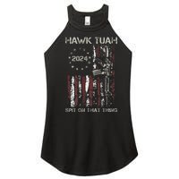 Patriotic Hawk With American Flag Design Women's Perfect Tri Rocker Tank