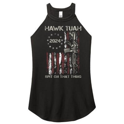 Patriotic Hawk With American Flag Design Women's Perfect Tri Rocker Tank