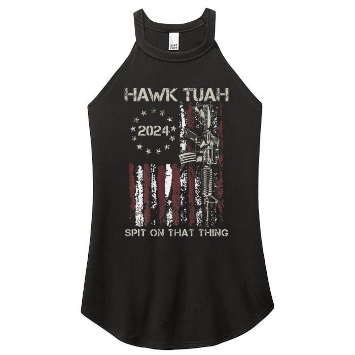 Patriotic Hawk With American Flag Design Women's Perfect Tri Rocker Tank