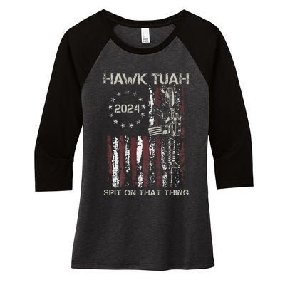 Patriotic Hawk With American Flag Design Women's Tri-Blend 3/4-Sleeve Raglan Shirt