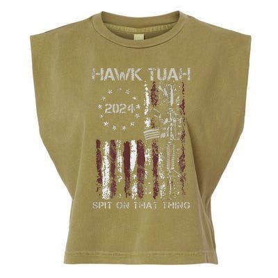 Patriotic Hawk With American Flag Design Garment-Dyed Women's Muscle Tee