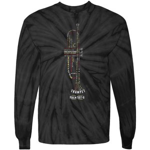 Praise Him With Strings Psalm 150 For Trumpet Player Tie-Dye Long Sleeve Shirt