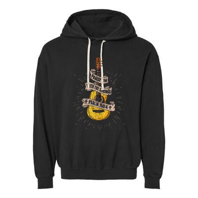 Praise Him With The Strings Jesus Acoustic Guitar Christian Garment-Dyed Fleece Hoodie