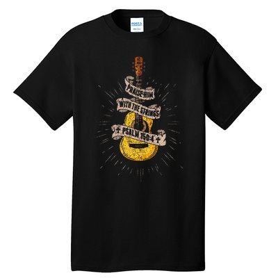 Praise Him With The Strings Jesus Acoustic Guitar Christian Tall T-Shirt