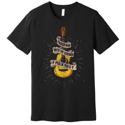 Praise Him With The Strings Jesus Acoustic Guitar Christian Premium T-Shirt