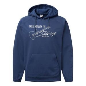 Praise Him With The Strings Christian Guitar God Worship Performance Fleece Hoodie