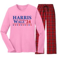 President Harris Walz 2024 Kamala Harris Tim Walz Vote Women's Long Sleeve Flannel Pajama Set 