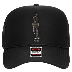 Praise Him With Strings Psalm 150 For Trumpet Player High Crown Mesh Back Trucker Hat