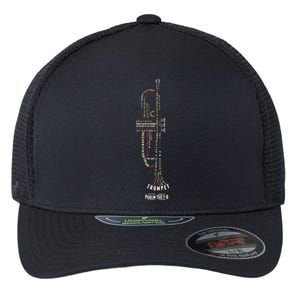 Praise Him With Strings Psalm 150 For Trumpet Player Flexfit Unipanel Trucker Cap