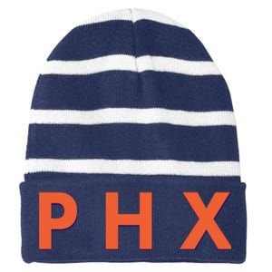 PHX Phoenix Basketball Logo Striped Beanie with Solid Band