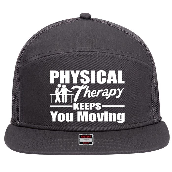 Physical Therapy Keeps You Moving 7 Panel Mesh Trucker Snapback Hat