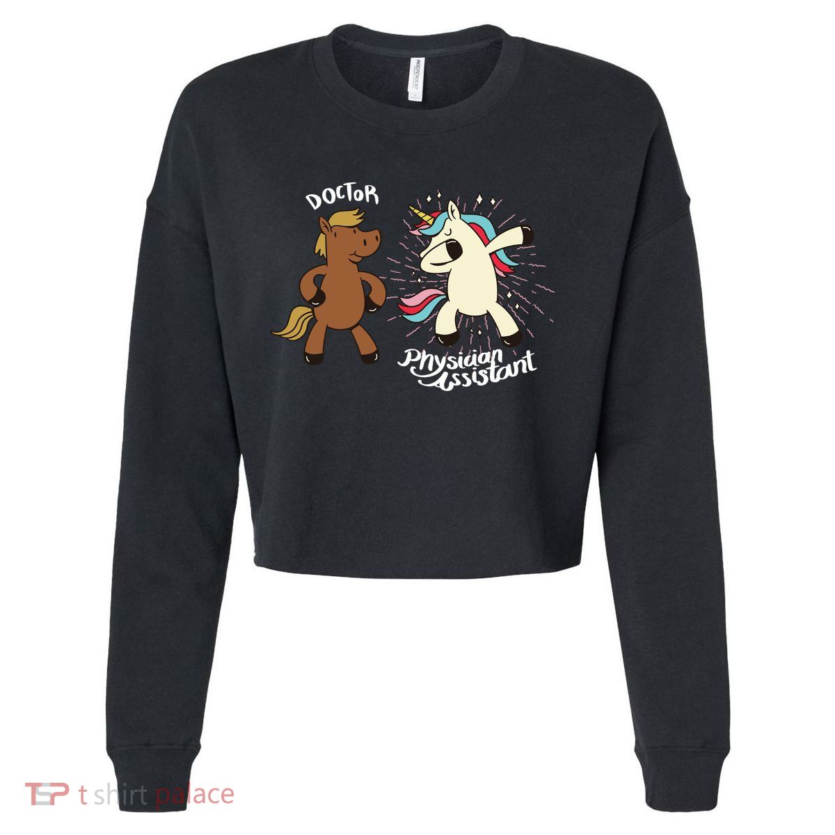 Physician Assistant Doctor Unicorn Cropped Pullover Crew