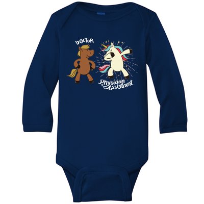 Physician Assistant Doctor Unicorn Baby Long Sleeve Bodysuit