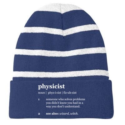 Physicist Definition Solve Problems Striped Beanie with Solid Band