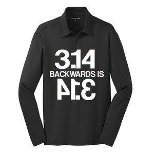 Pi 3.14 Backwards Is Pie Silk Touch Performance Long Sleeve Polo