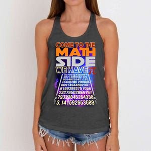 Pi Day - Come To The Math Side Parody Women's Knotted Racerback Tank