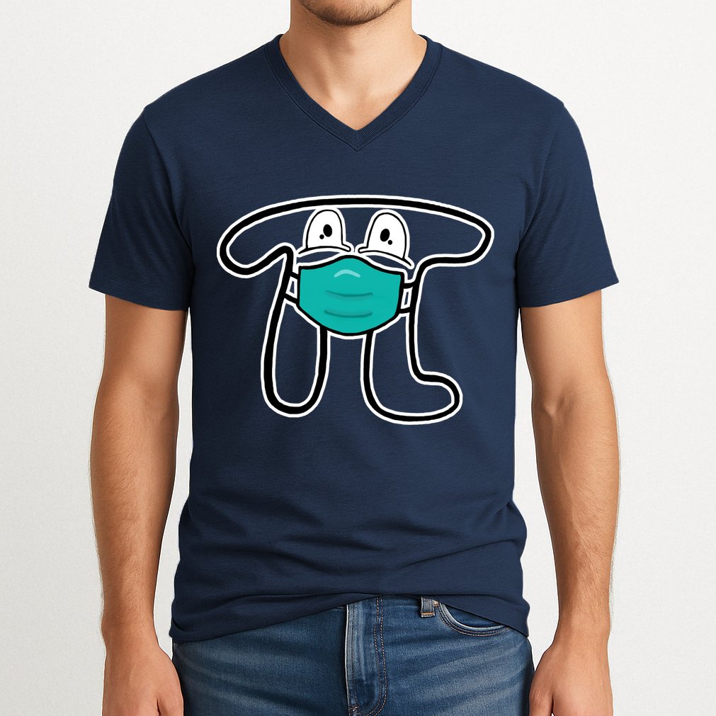 Pi Day 3.14 Quarantine Mask Pandemic  V-Neck T-Shirt