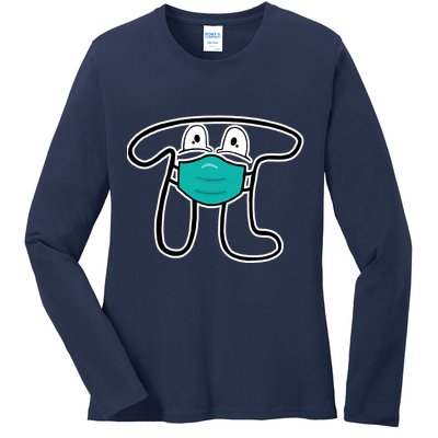 Pi Day 3.14 Quarantine Mask Pandemic  Ladies Long Sleeve Shirt