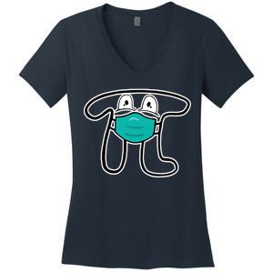 Pi Day 3.14 Quarantine Mask Pandemic  Women's V-Neck T-Shirt