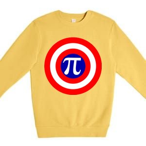 Pi Day America Superhero Crest 3.14 Math Geek Premium Crewneck Sweatshirt