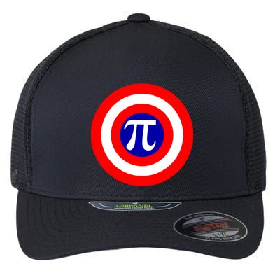 Pi Day America Superhero Crest 3.14 Math Geek Flexfit Unipanel Trucker Cap