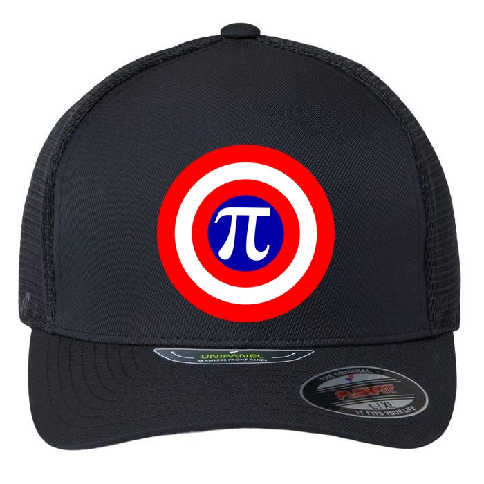 Pi Day America Superhero Crest 3.14 Math Geek Flexfit Unipanel Trucker Cap