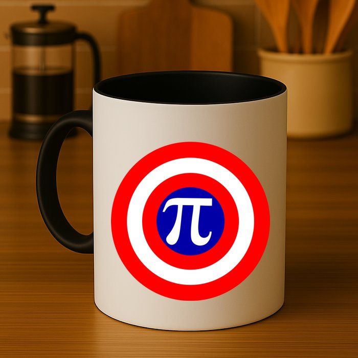 Pi Day America Superhero Crest 3.14 Math Geek Coffee Mug