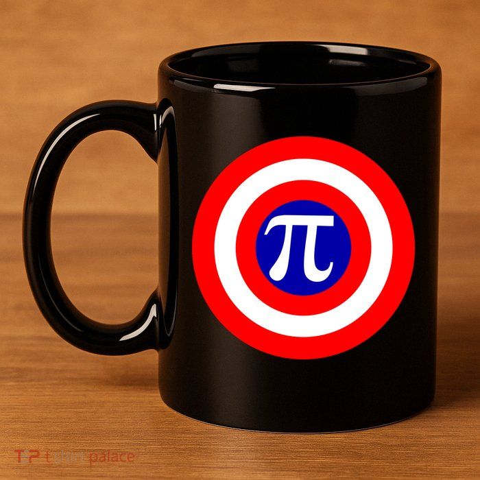 Pi Day America Superhero Crest 3.14 Math Geek 11oz C Handle Ceramic Mug