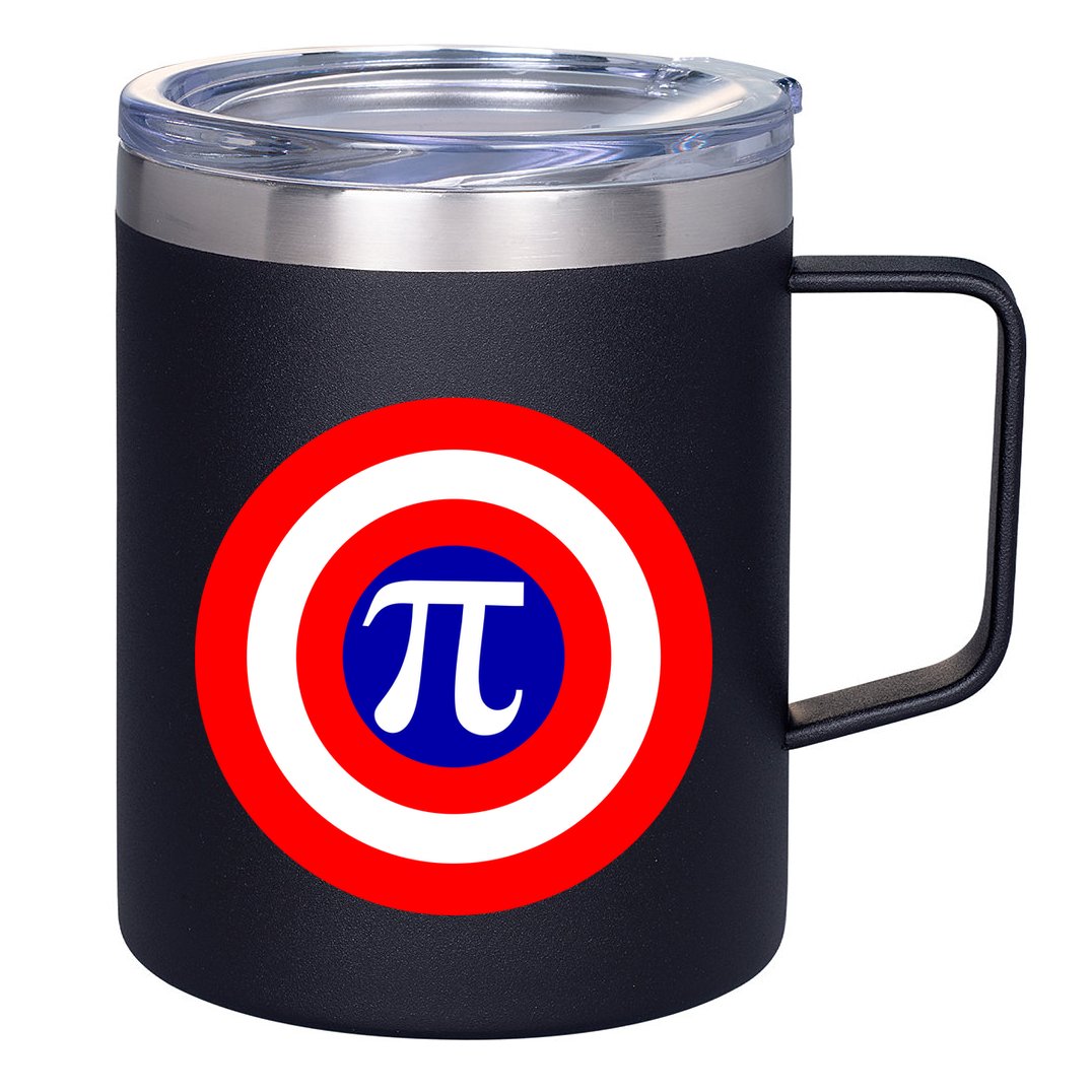 Pi Day America Superhero Crest 3.14 Math Geek 12oz Stainless Steel Coffee Mug
