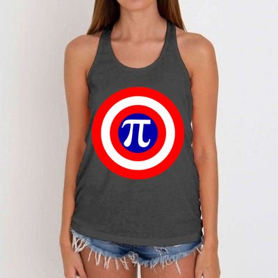 Pi Day America Superhero Crest 3.14 Math Geek Women's Knotted Racerback Tank