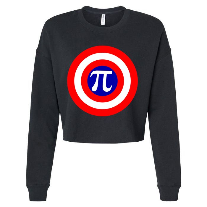 Pi Day America Superhero Crest 3.14 Math Geek Cropped Pullover Crew
