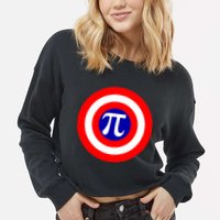 Pi Day America Superhero Crest 3.14 Math Geek Cropped Pullover Crew