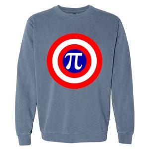 Pi Day America Superhero Crest 3.14 Math Geek Garment-Dyed Sweatshirt