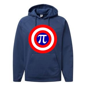 Pi Day America Superhero Crest 3.14 Math Geek Performance Fleece Hoodie