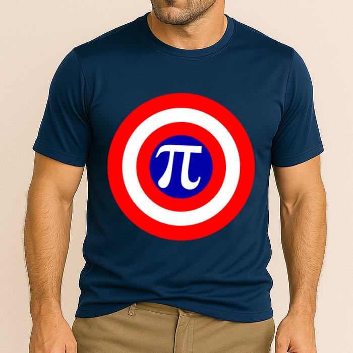 Pi Day America Superhero Crest 3.14 Math Geek Performance Shirt