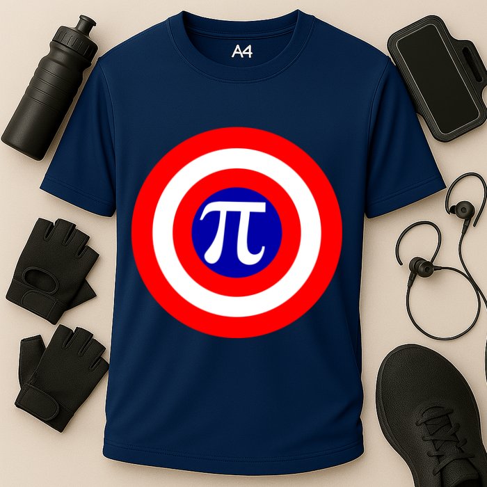 Pi Day America Superhero Crest 3.14 Math Geek Performance Shirt